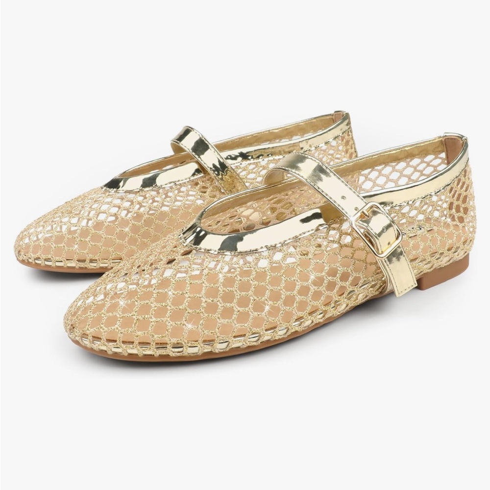 Joy In Love gold mesh flats. Worn once